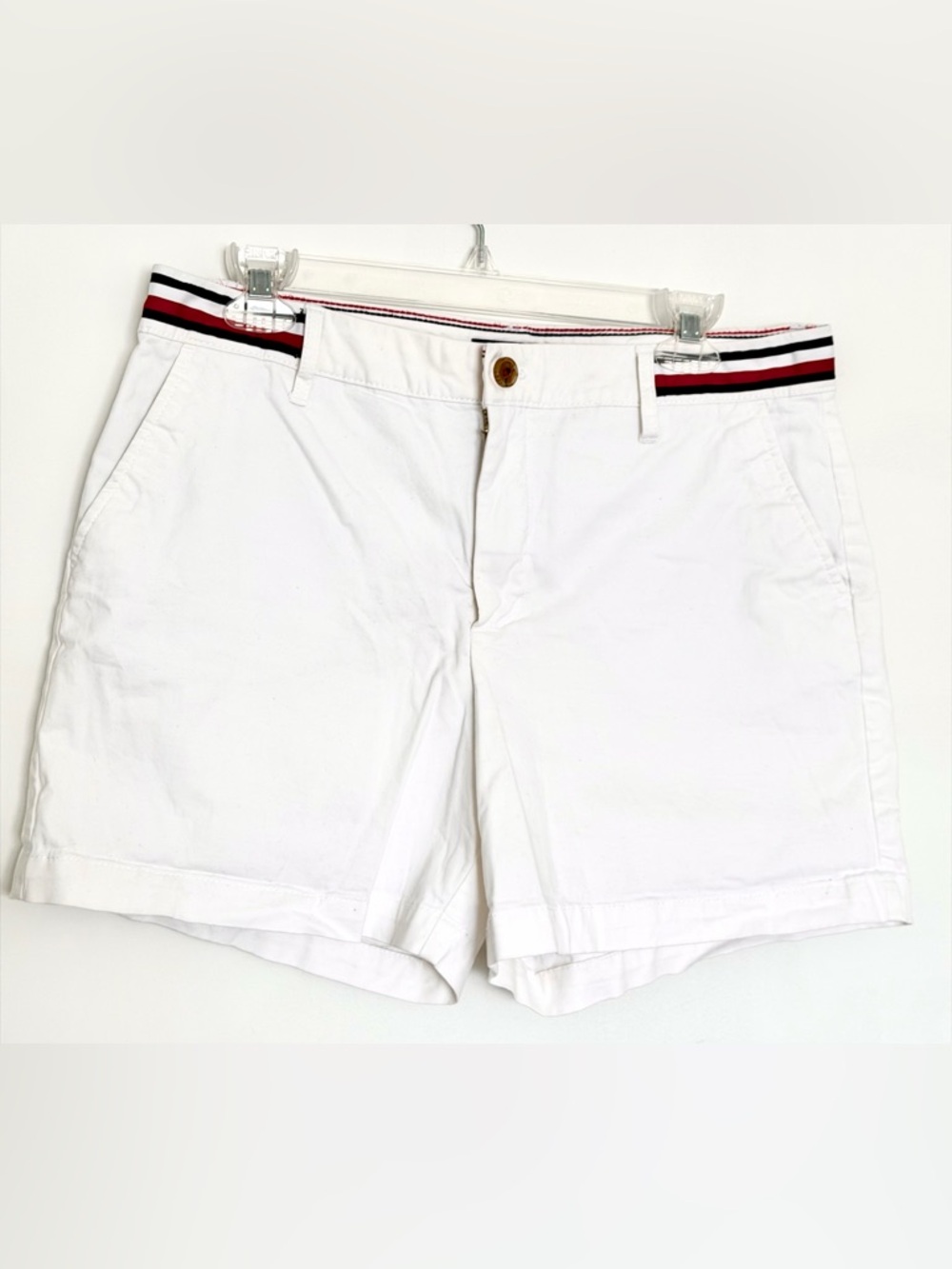 Tommy Hilfiger White Shorts with Red & Navy Waist Trim